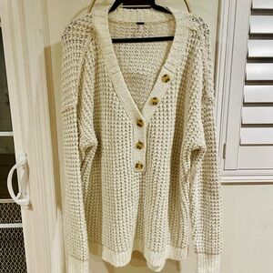 Free People Cream Knit Cardigan